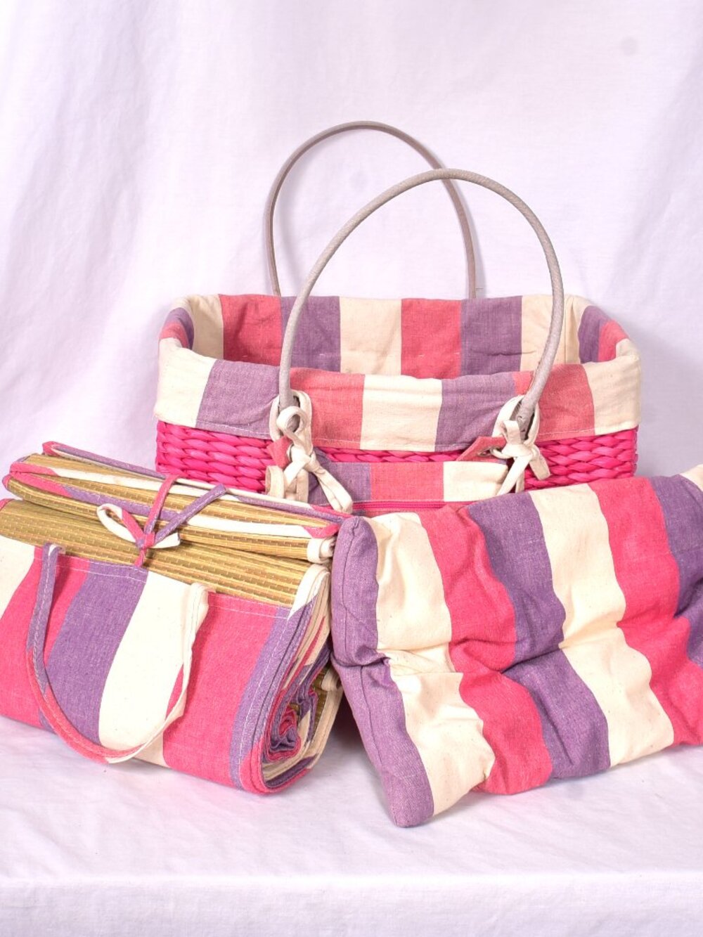 Sun & Sand Beach Bag Straw Sun Tan Mat, Pillow, Sun Care Carrying Tote